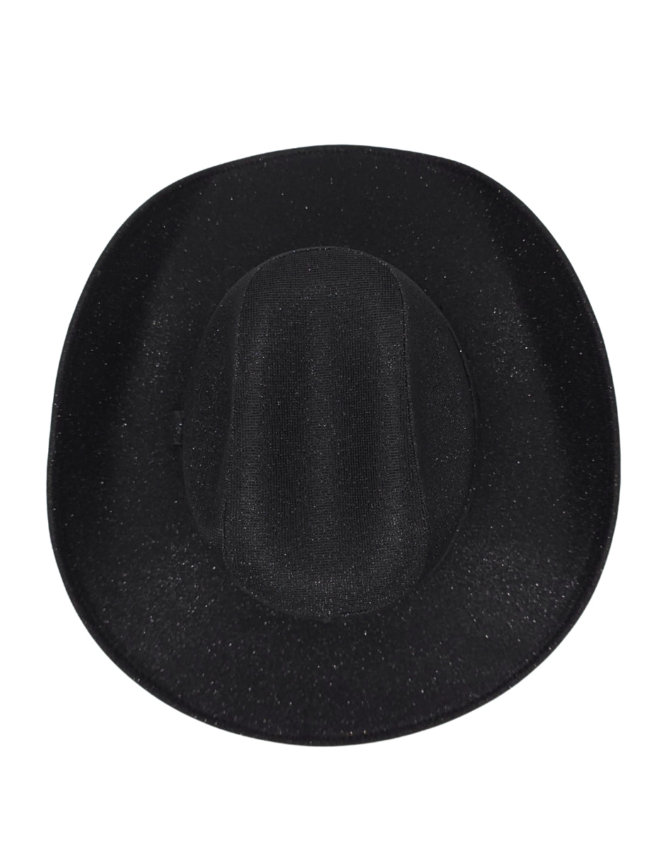 Texana Negra Western Glam con Brillo, modelo ANDRÓMEDA.