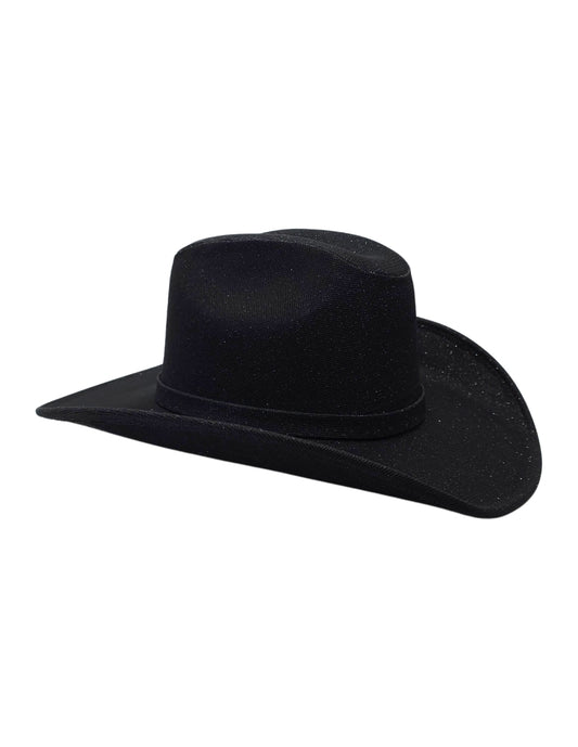 Texana Negra Western Glam con Brillo, modelo ANDRÓMEDA.