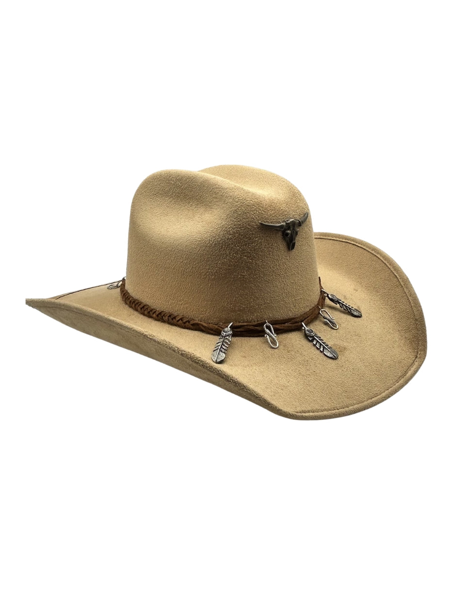 Sombrero Texana de Autor marca ITUMAR, modelo ARID en Gamuza color camel.
