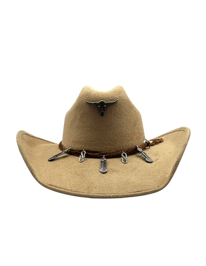 Sombrero Texana de Autor marca ITUMAR, modelo ARID en Gamuza color camel.