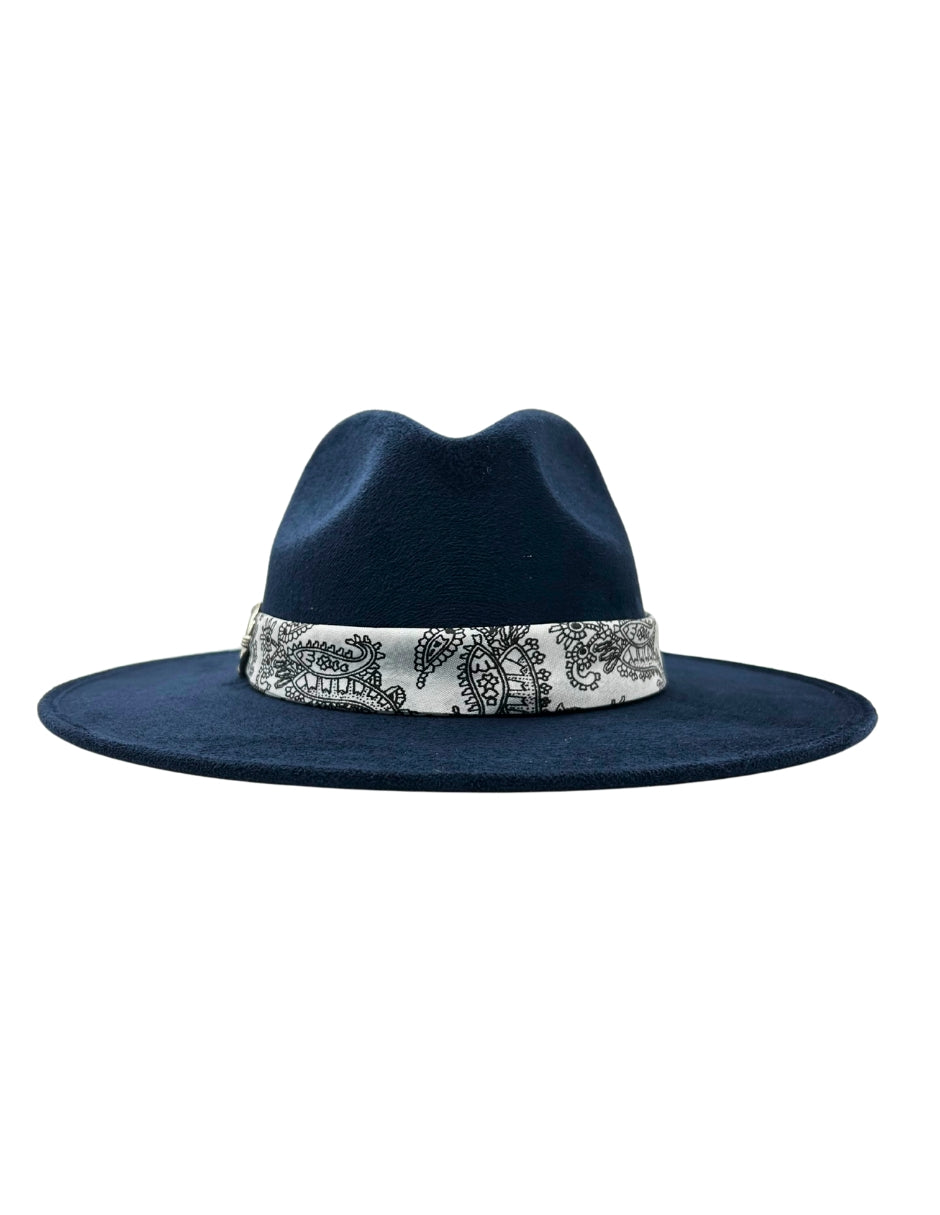 Sombrero de gamuza en color Azul Marino de Autor, modelo DANI.