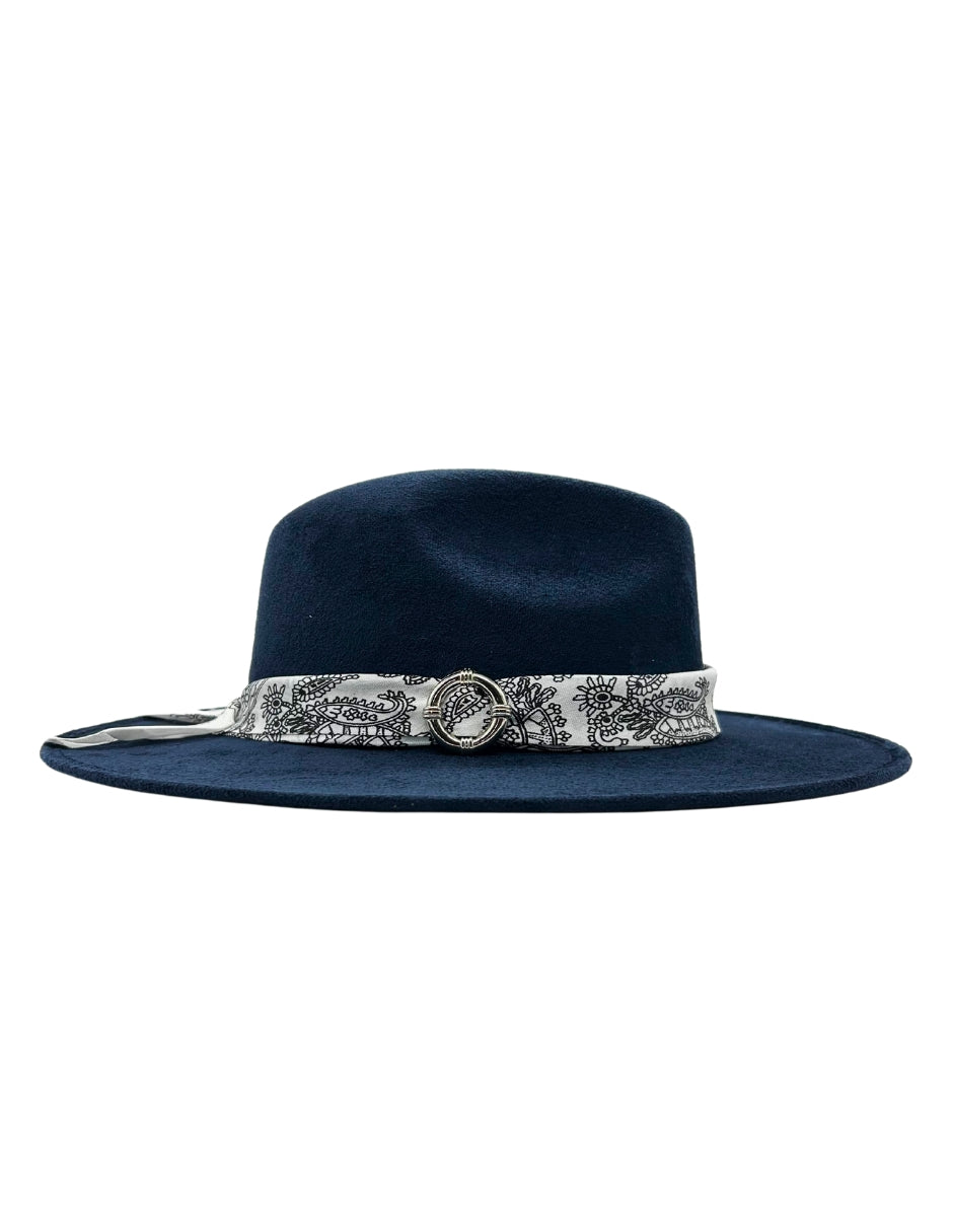 Sombrero de gamuza en color Azul Marino de Autor, modelo DANI.
