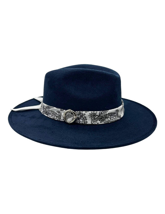 Sombrero de gamuza en color Azul Marino de Autor, modelo DANI.