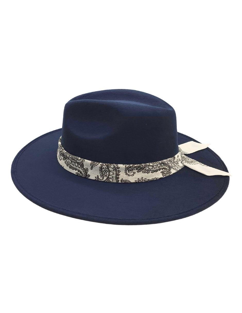 Sombrero de gamuza en color Azul Marino de Autor, modelo DANI.