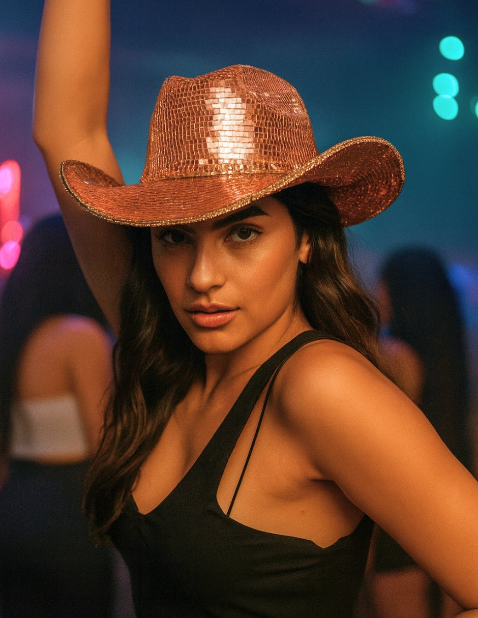 Disco Ball Rose Gold, Sombrero de Cristales.