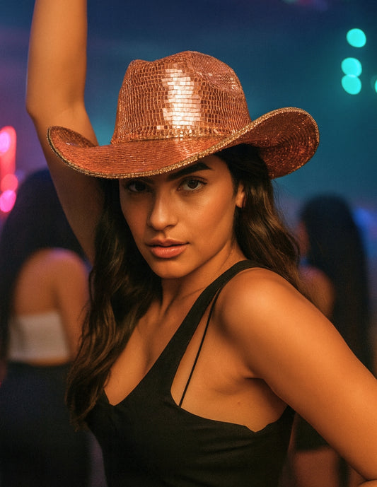 Disco Ball Rose Gold, Sombrero de Cristales.