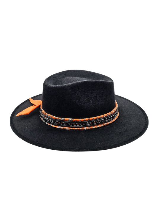 Sombrero en color negro con toquilla personalizada,Johan.