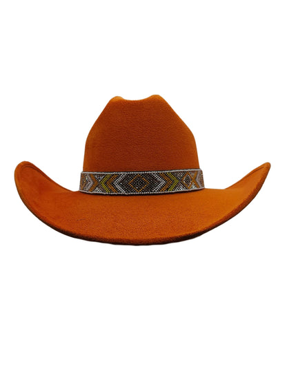 Texana de Autor en gamuza con banda artesanal, modelo LALATLIX.