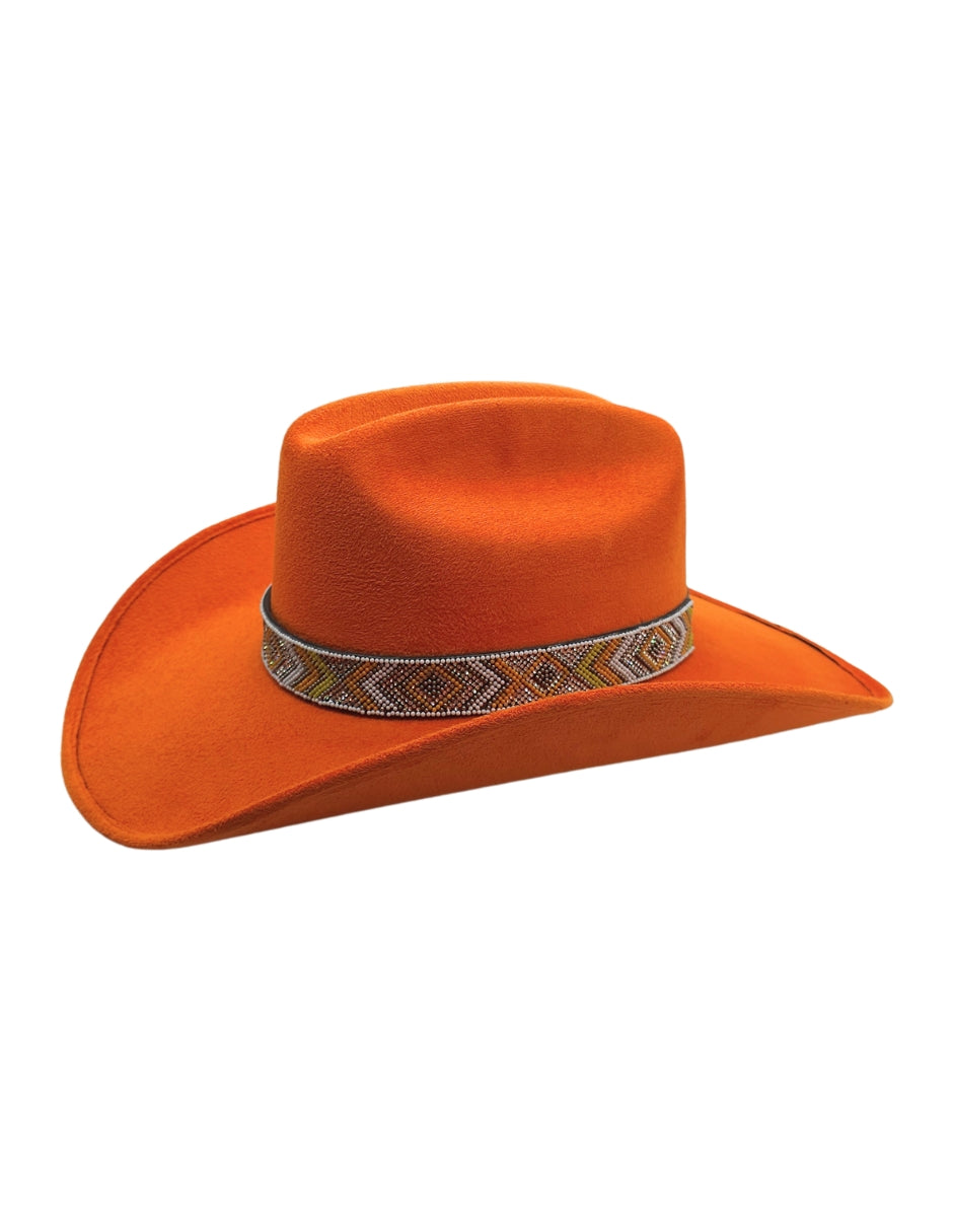 Texana de Autor en gamuza con banda artesanal, modelo LALATLIX.