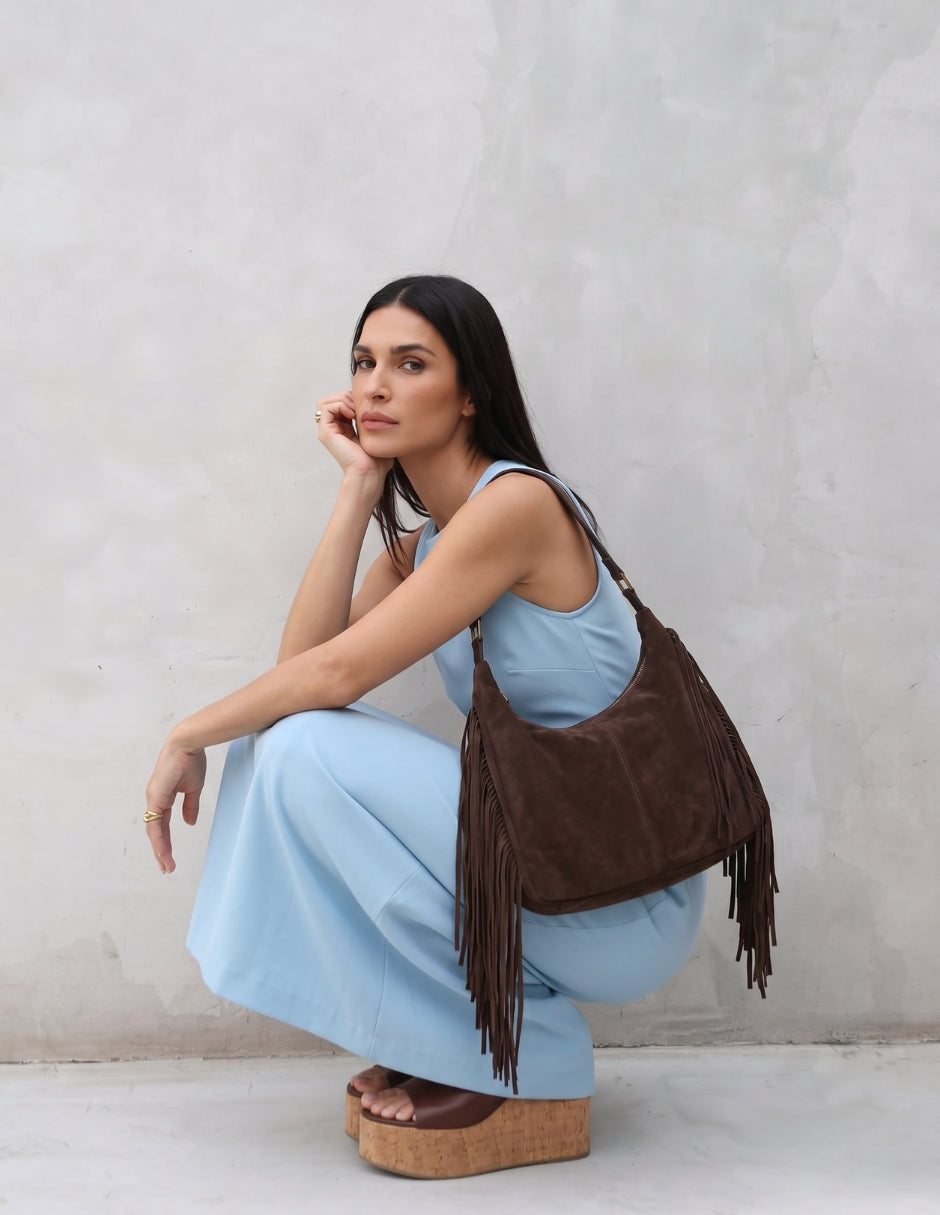 Bolsa hobo de gamuza para mujer, marca ITUMAR