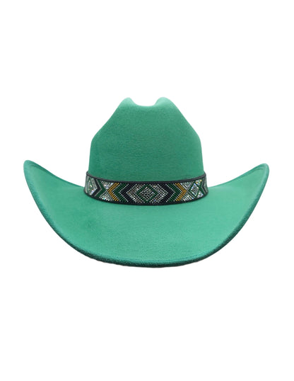 Texana de Autor en gamuza con banda artesanal, modelo MIDORI.