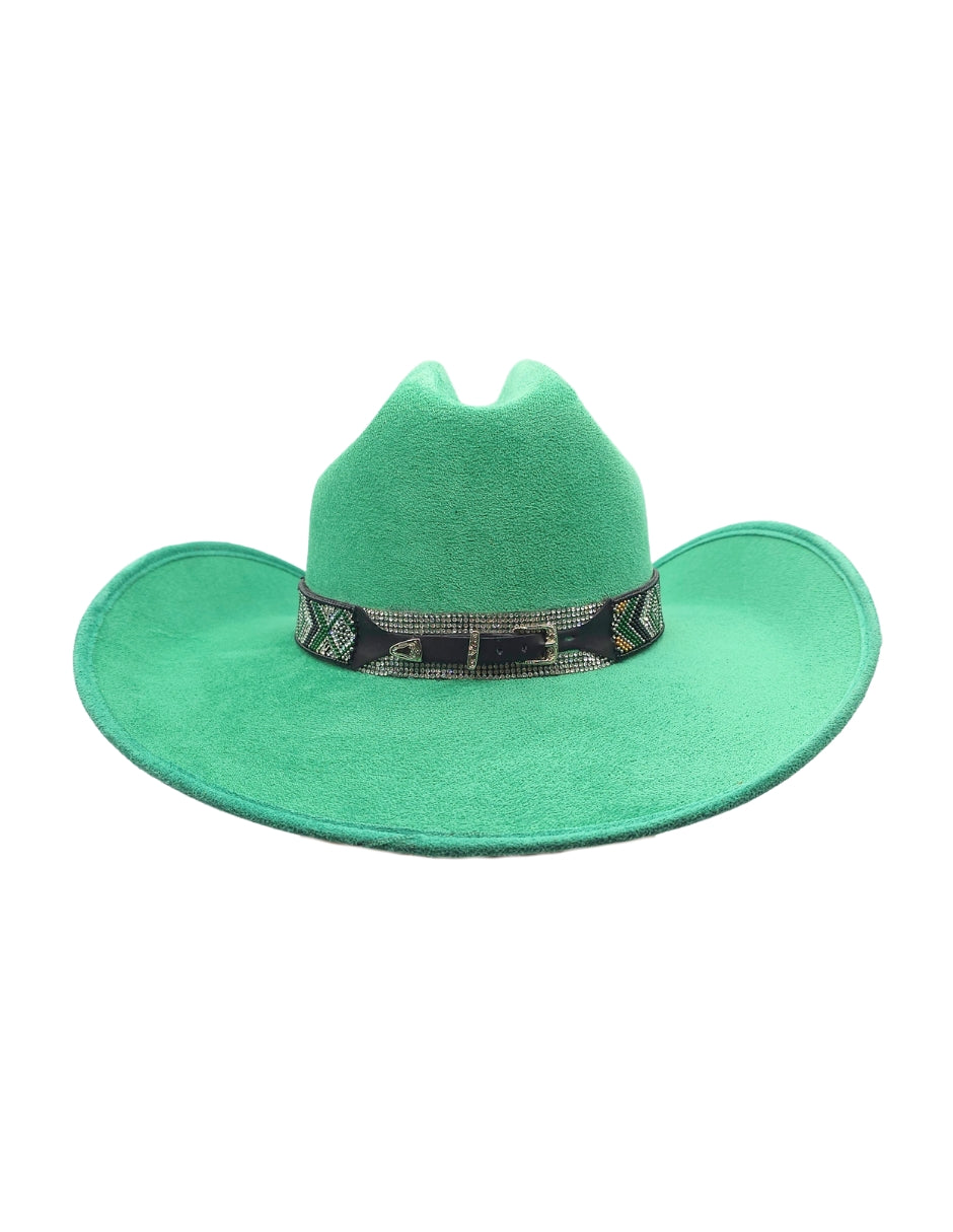 Texana de Autor en gamuza con banda artesanal, modelo MIDORI.