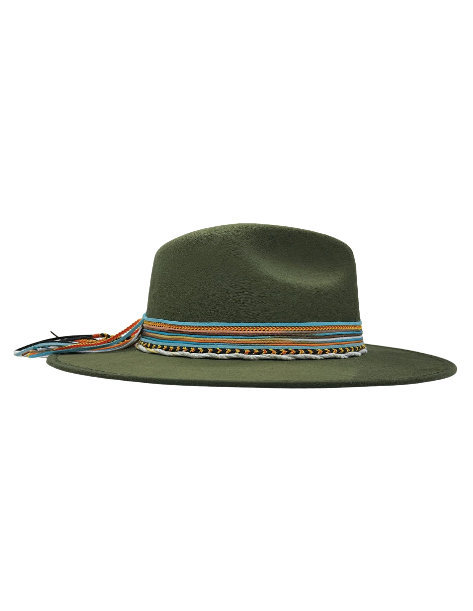 Sombrero de Autor Verde con Banda Multicolor, Modelo MAX.