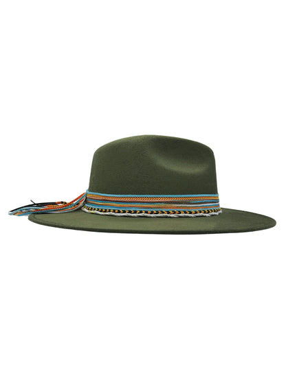 Sombrero de Autor Verde con Banda Multicolor, Modelo MAX.