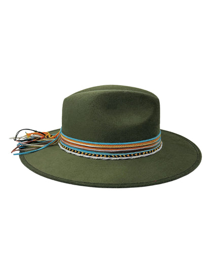 Sombrero de Autor Verde con Banda Multicolor, Modelo MAX.