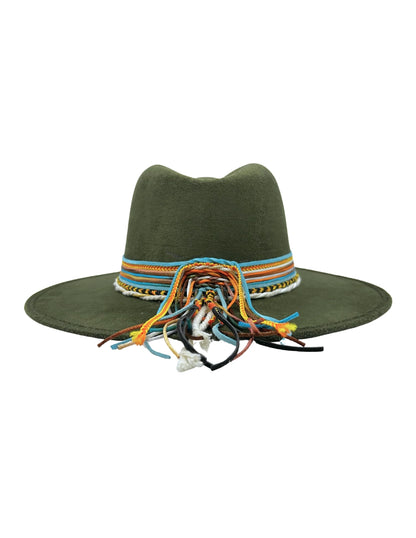 Sombrero de Autor Verde con Banda Multicolor, Modelo MAX.