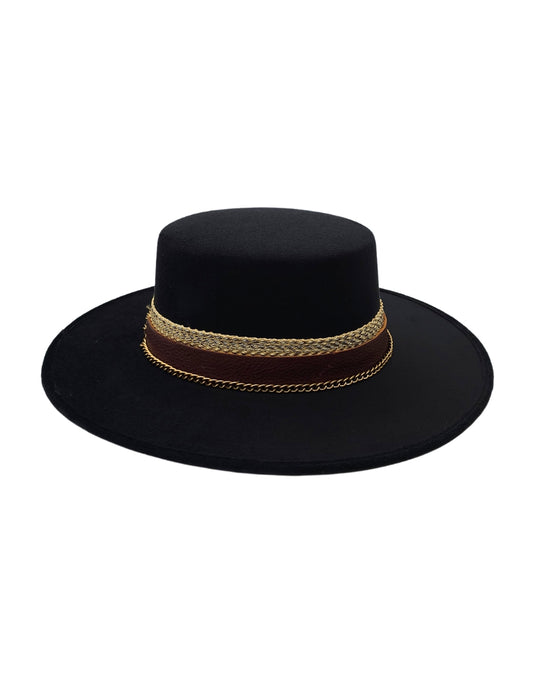 Sombrero PRETO, elegancia Profunda con Toques de Carácter.