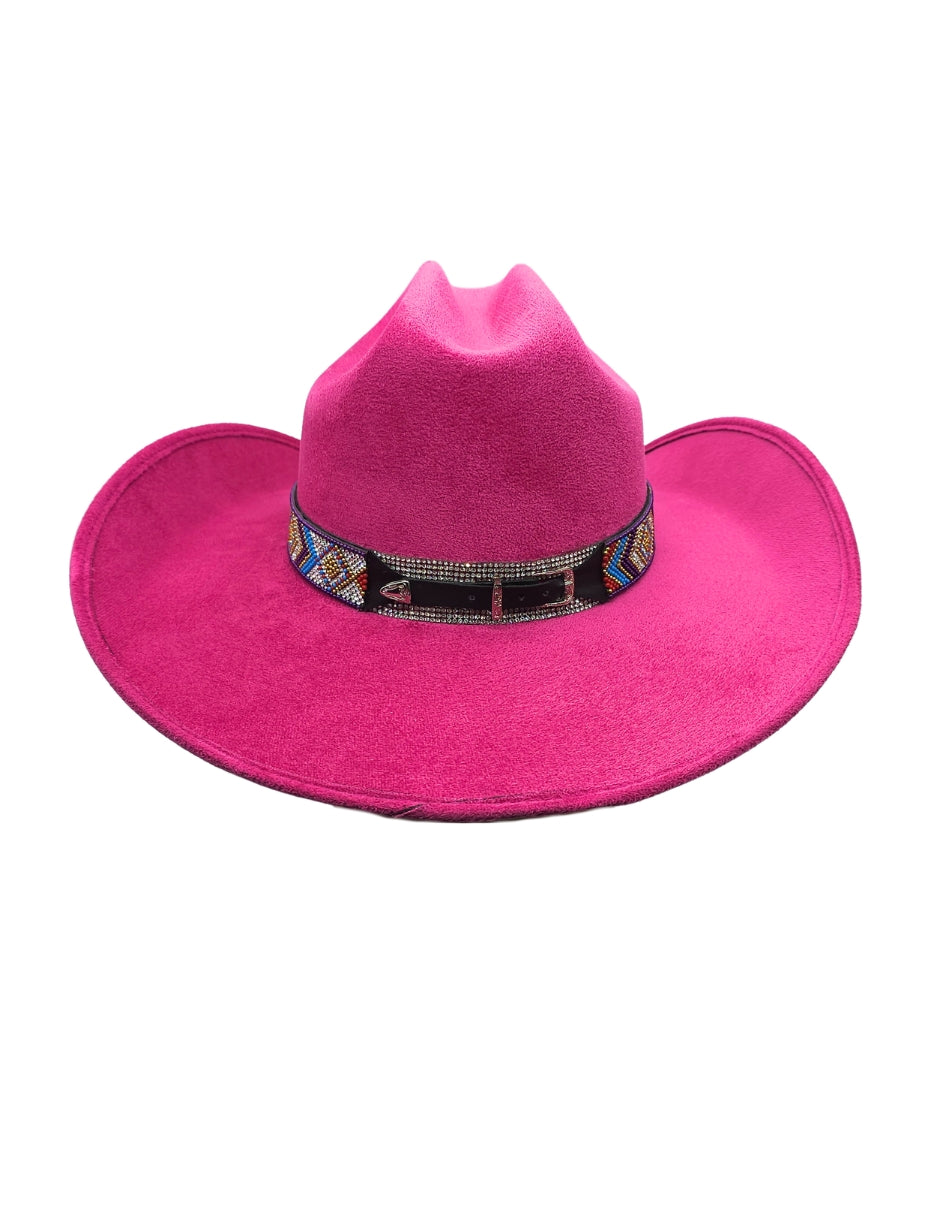 Texana de Autor en gamuza con banda artesanal, modelo RÒSEO.