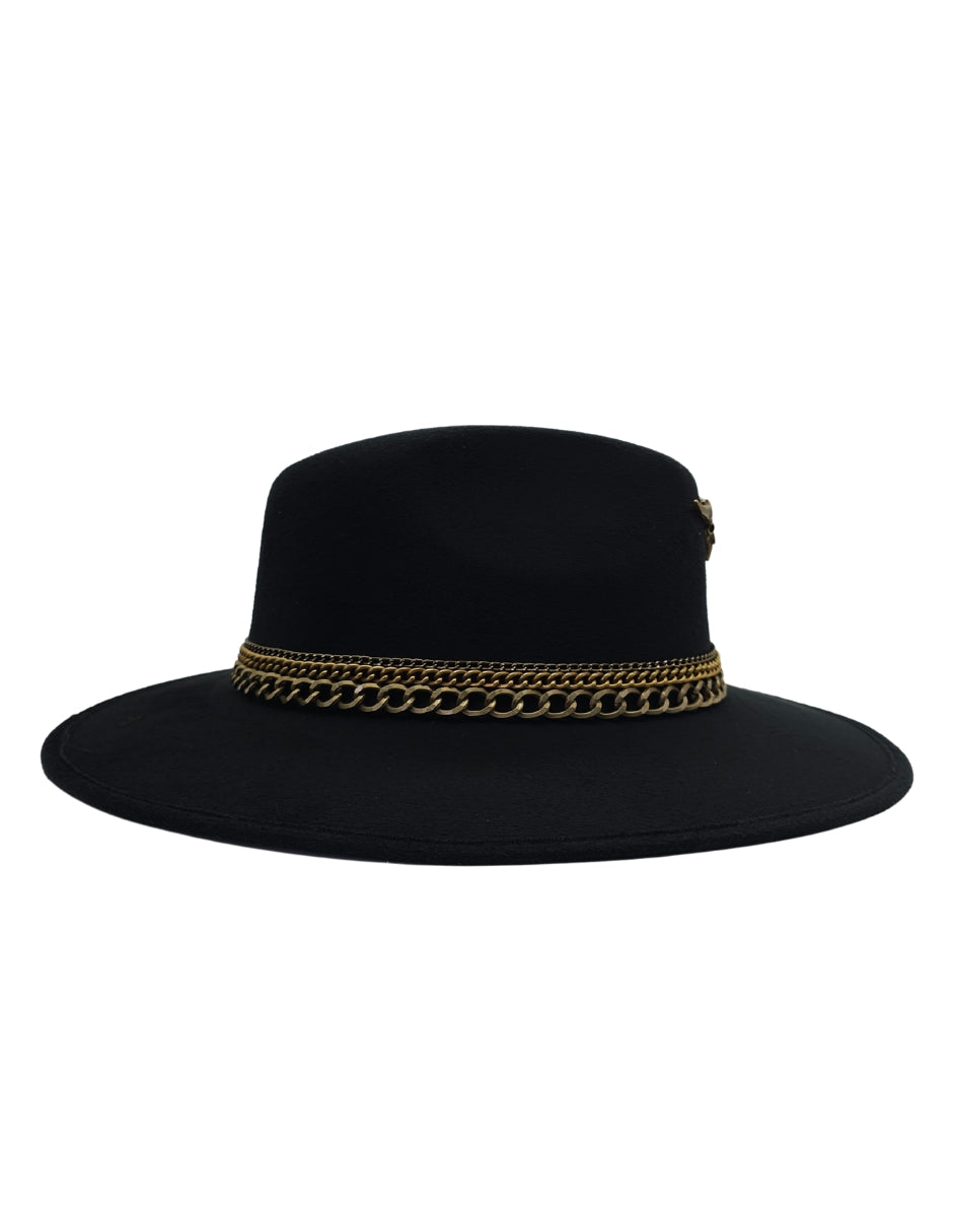 Sombrero Explorer Negro con Cadenas, modelo THAURUS MET.