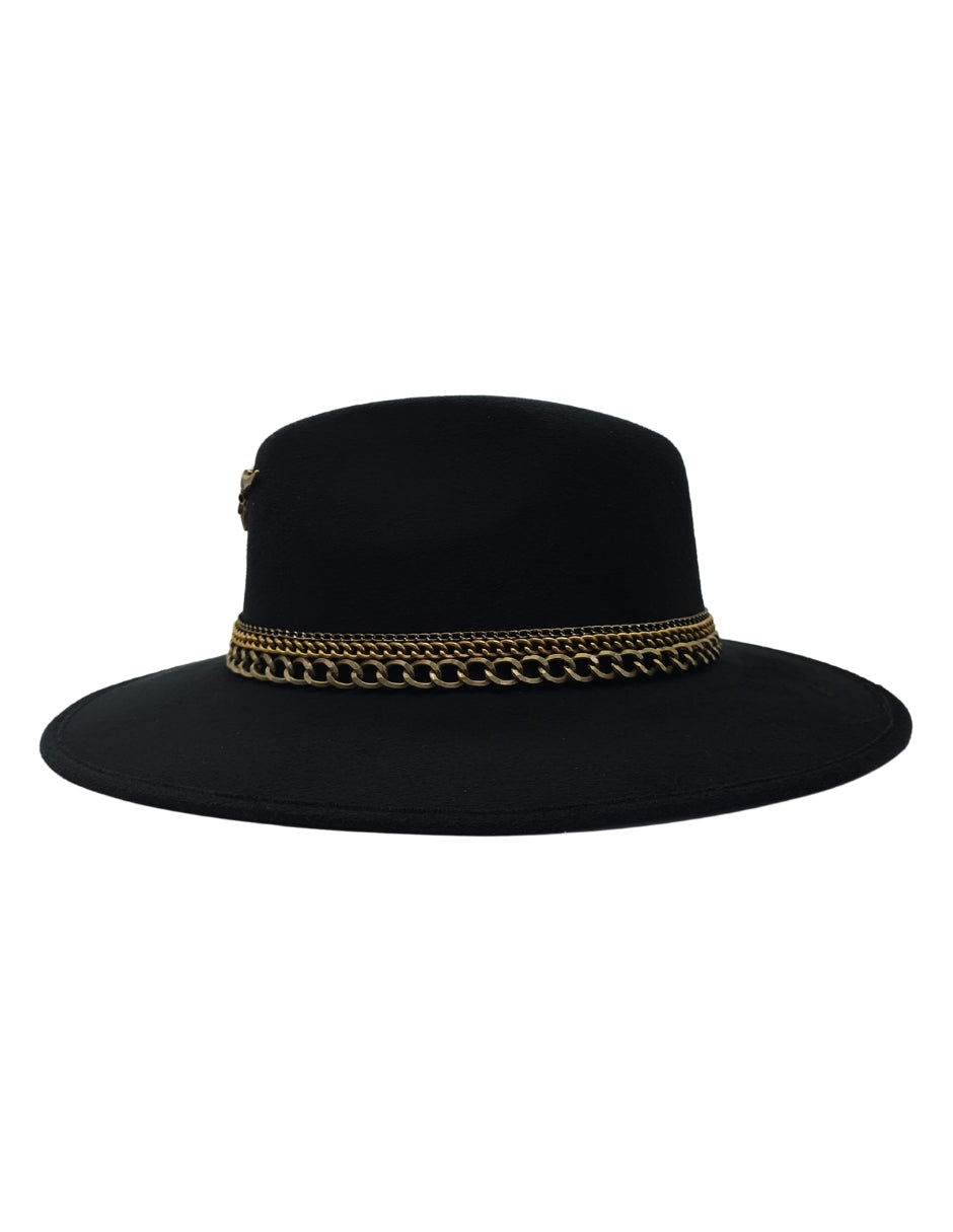 Sombrero Explorer Negro con Cadenas, modelo THAURUS MET.