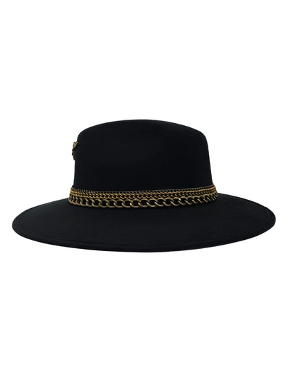 Sombrero Explorer Negro con Cadenas, modelo THAURUS MET.