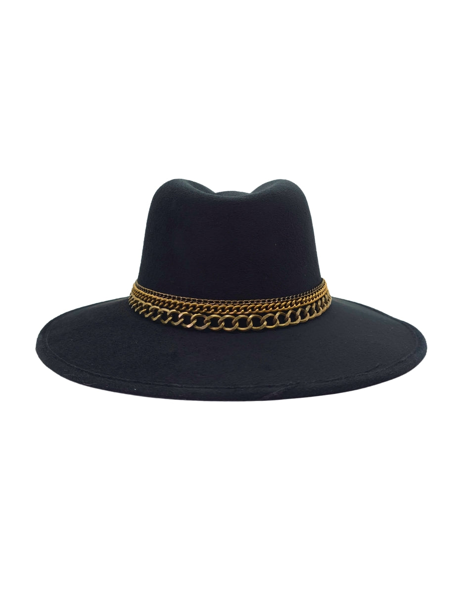 Sombrero Explorer Negro con Cadenas, modelo THAURUS MET.