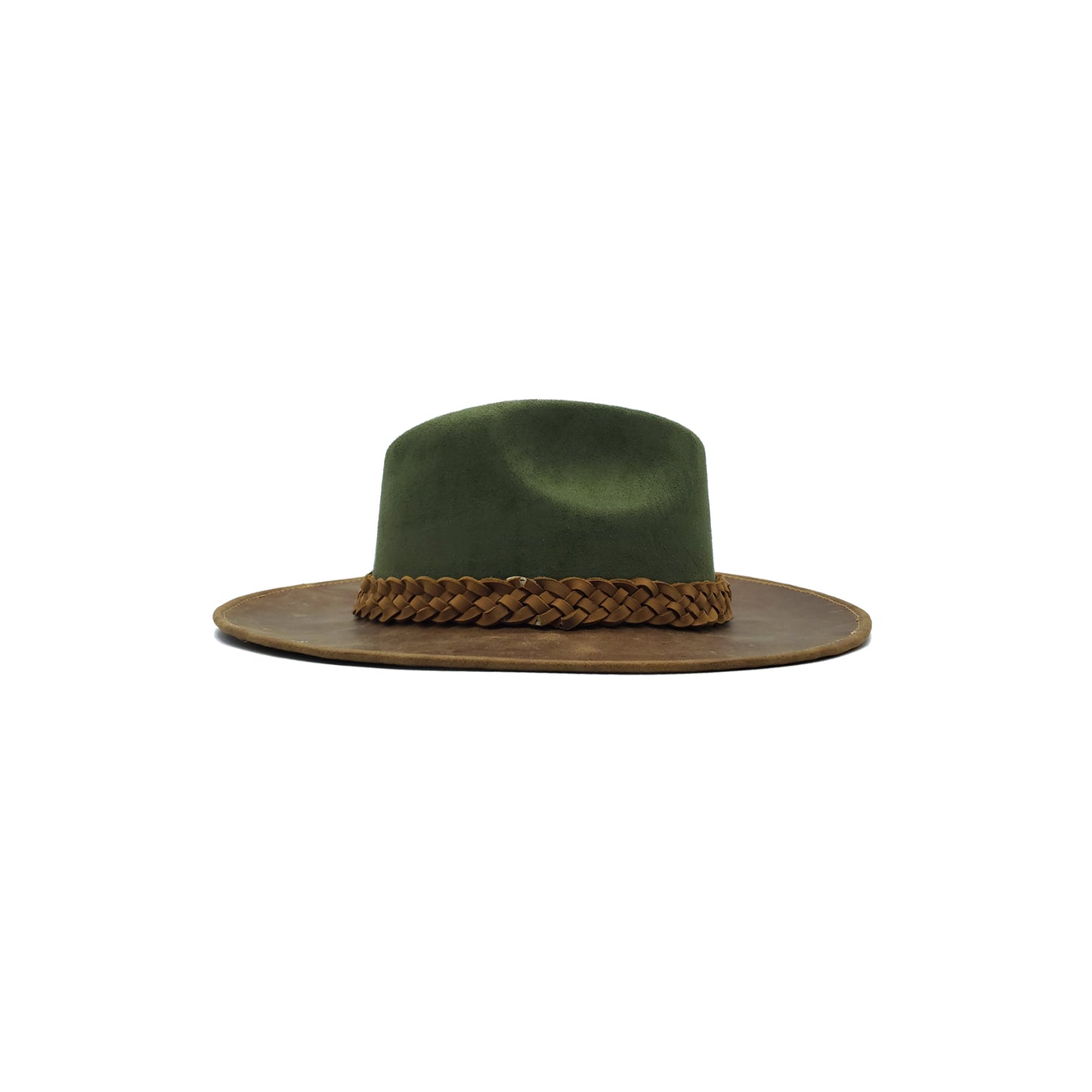 Sombrero bicolor Verde/Miel con diseño casual.