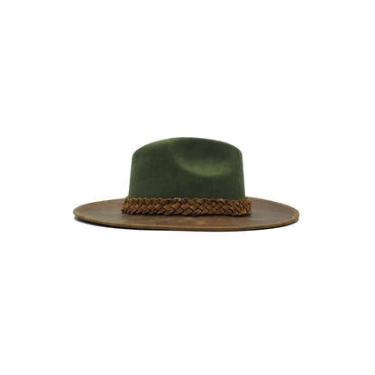 Sombrero bicolor Verde/Miel con diseño casual.