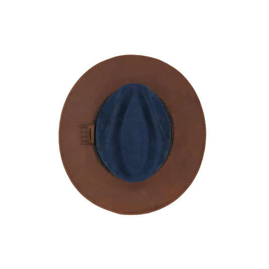 Sombrero bicolor Azul/Terracota con diseño casual.